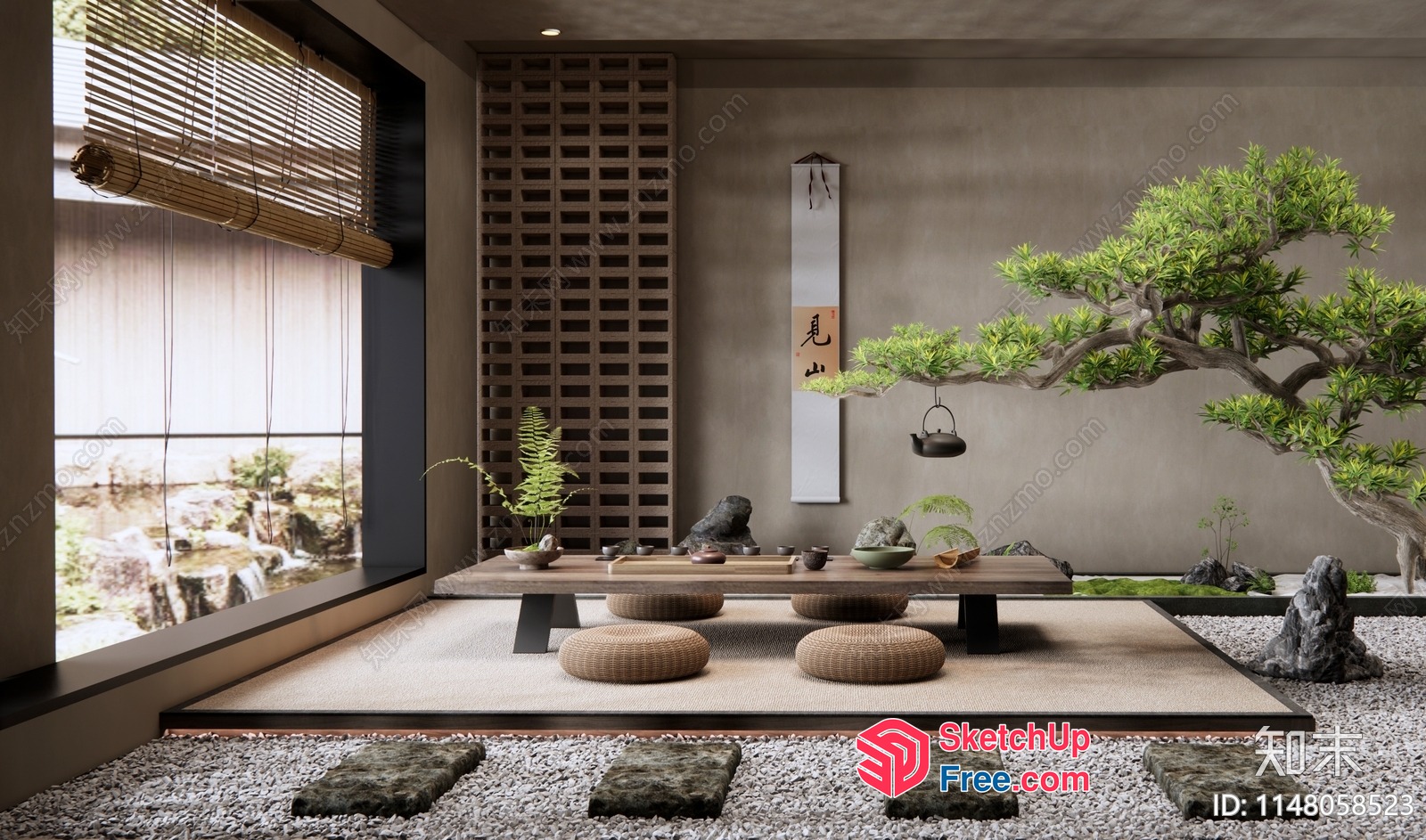 Minimalist Japanese-Style Interior Design 3D SketchUp File
