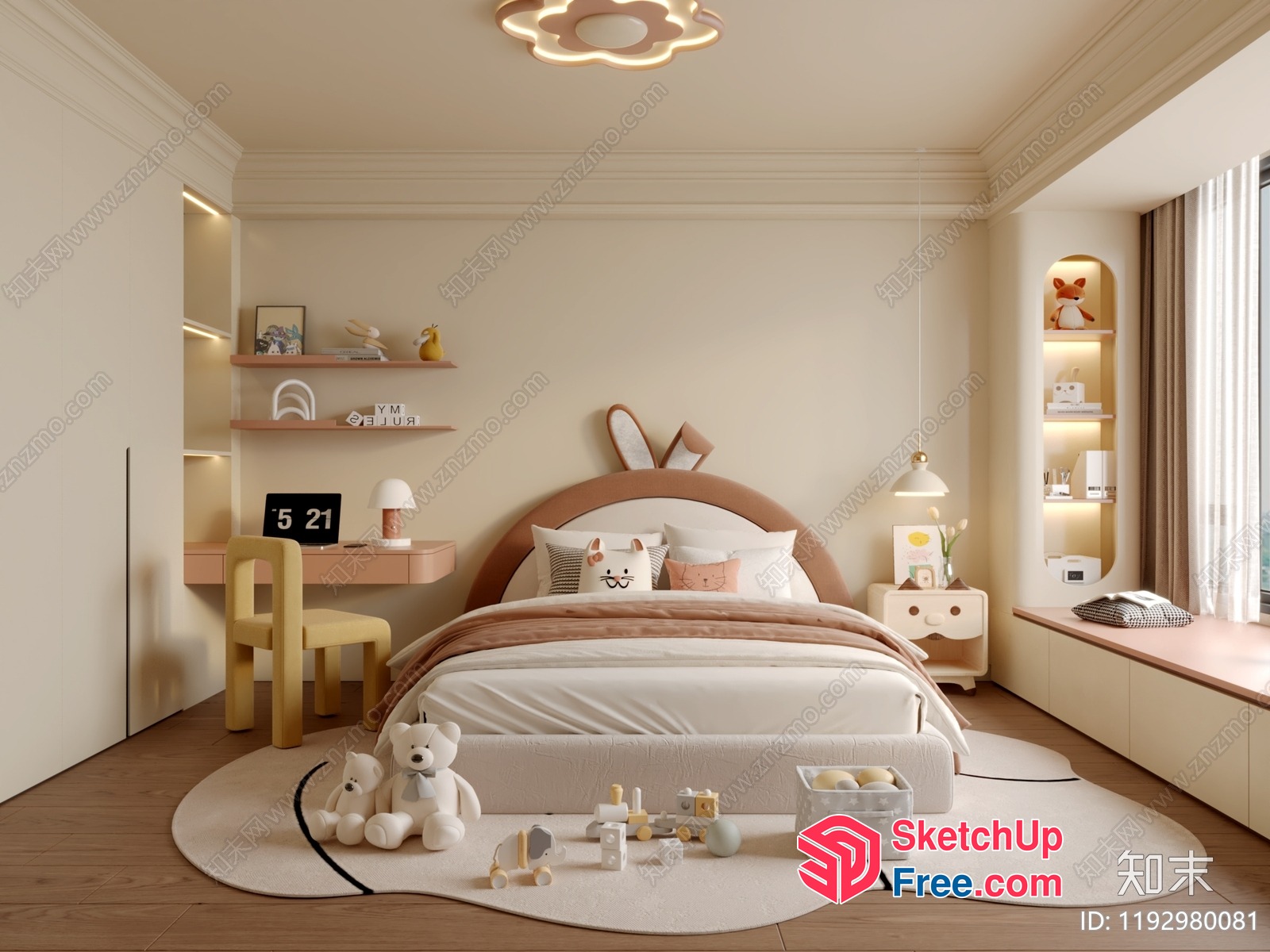 Elegant And Cozy Children'S Bedroom Interior 3D SketchUp File