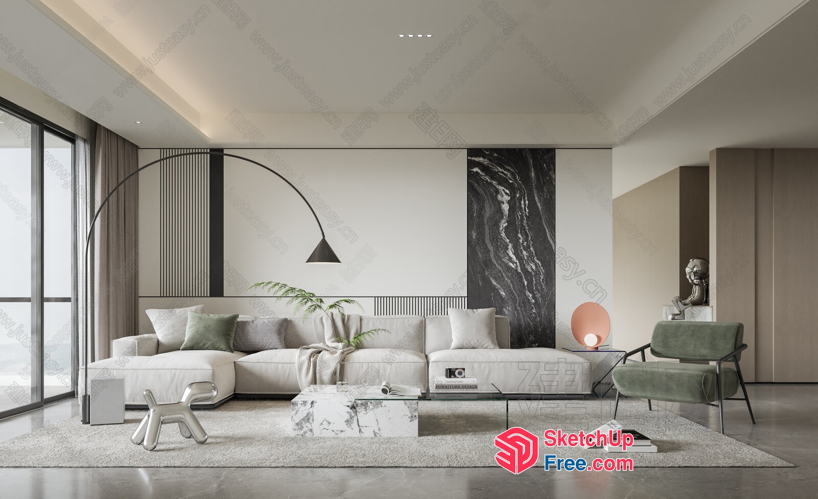 Modern Minimalist Living Room Interior With Sleek Furniture 3D SketchUp File