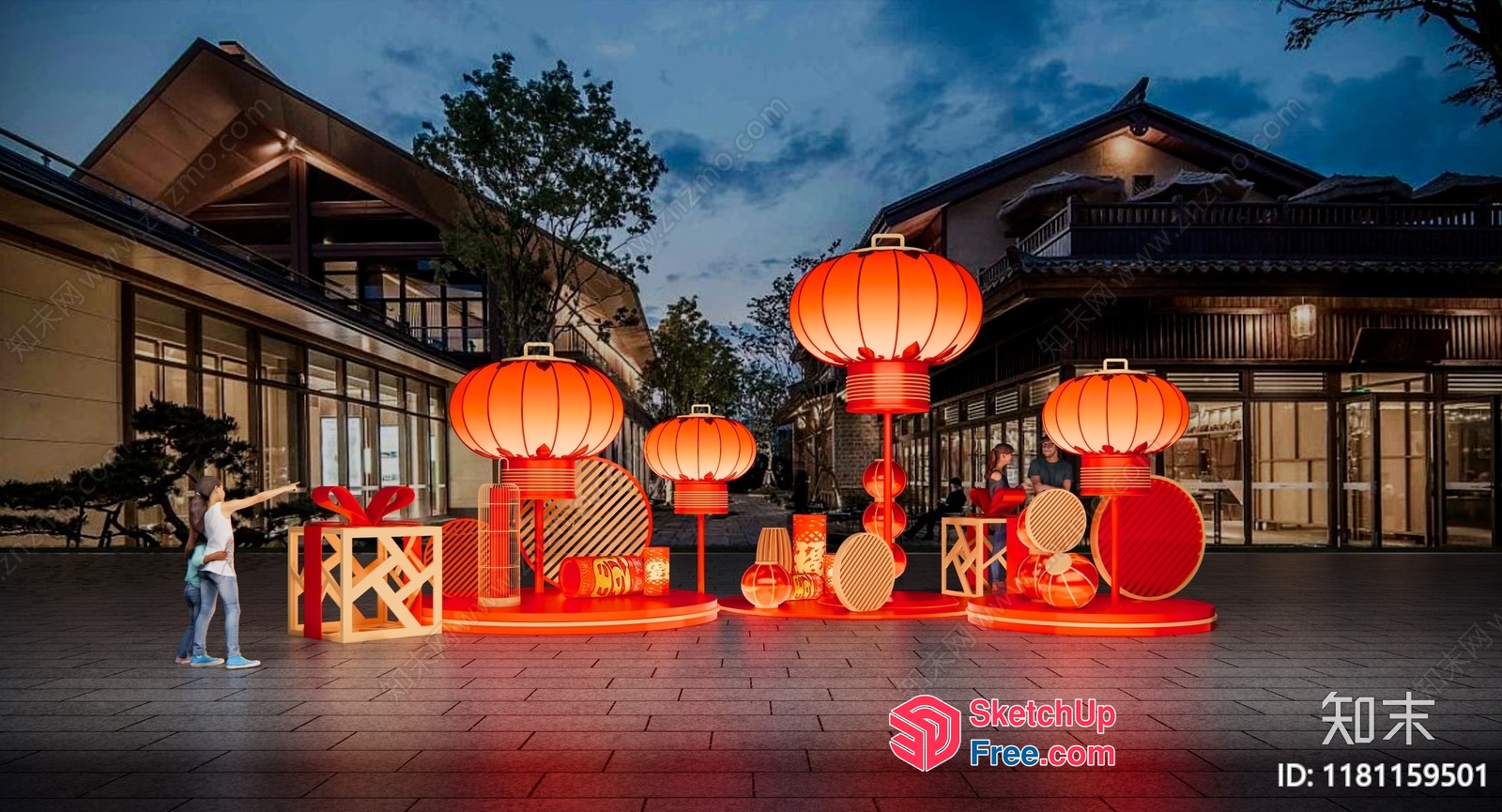 Traditional Chinese Lanterns And Decorations 3D SketchUp File