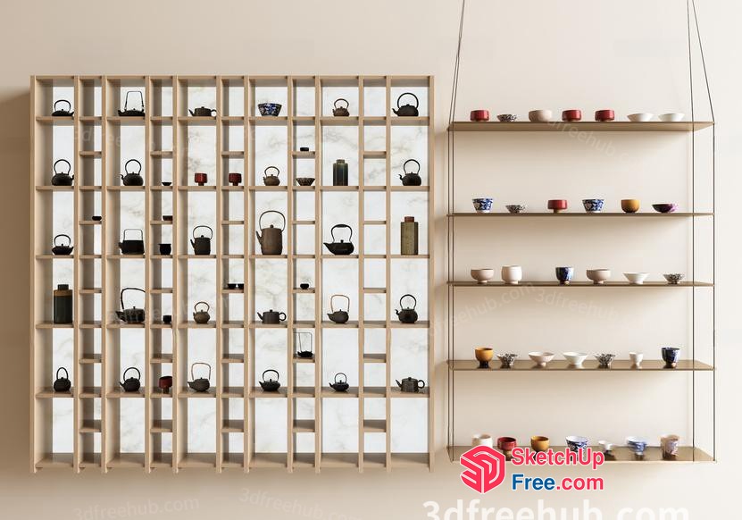 Tea And Teapot Display Wall 3D SketchUp File
