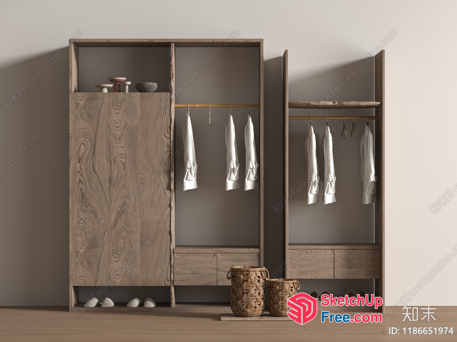 Modern Minimalist Wardrobe And Storage Space 3D SketchUp File