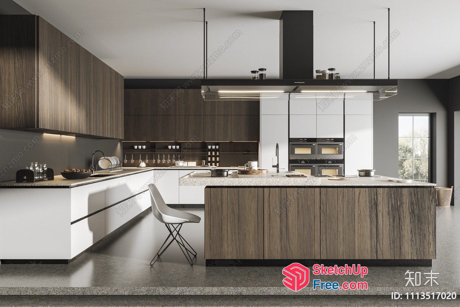 Modern Kitchen With Sleek White And Wood Accents 3D SketchUp File