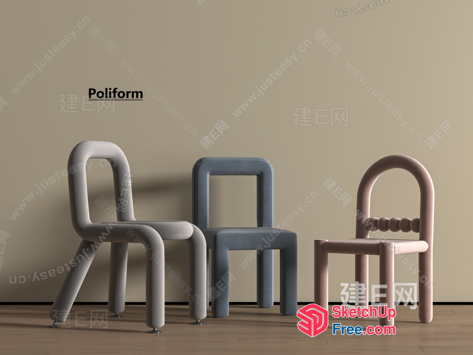 Poliform Chairs For A Minimalist Office 3D SketchUp File