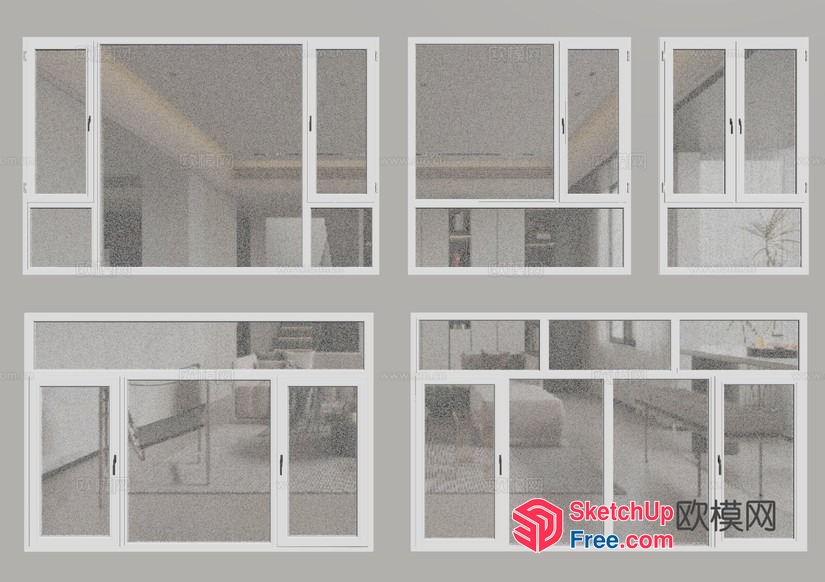 Modern Minimalist White Window And Door Collection 3D SketchUp File