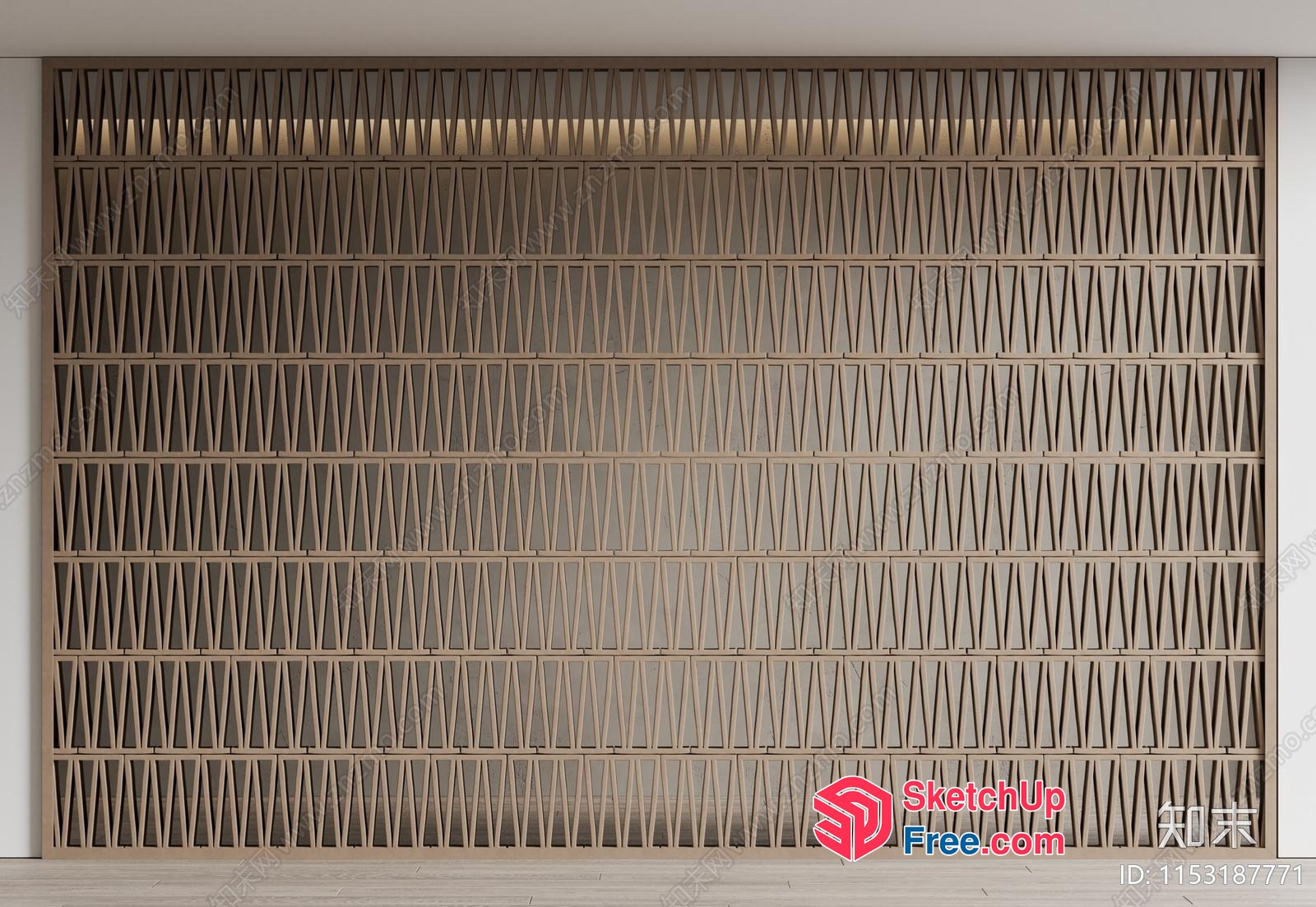 Geometric Patterned Wooden Partition Screen 3D SketchUp File