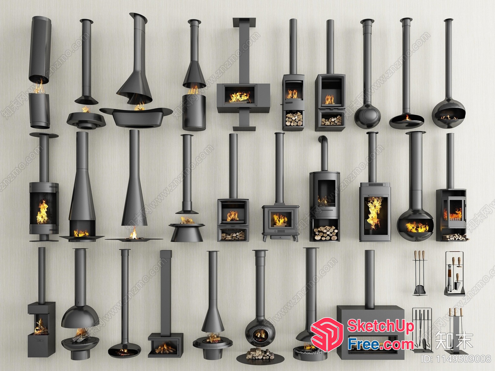 Modern Fireplaces Collection 3D SketchUp File