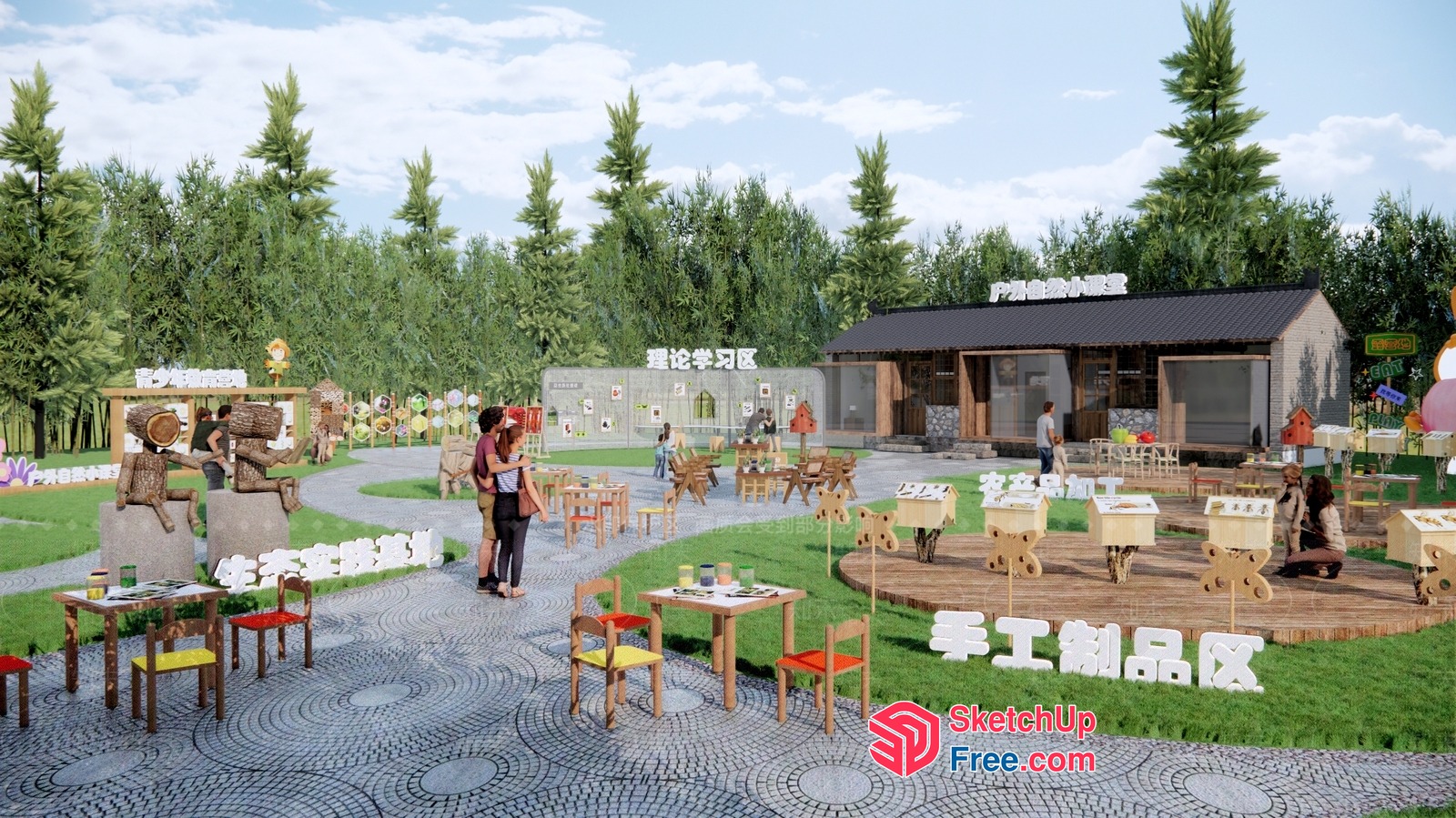 A Serene Outdoor Space With Nature-Inspired Decor 3D SketchUp File