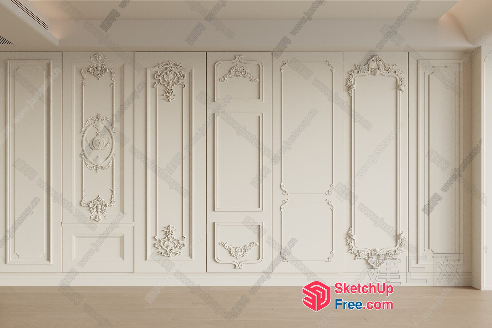 Elegant White Carved Moulding Design 3D SketchUp File