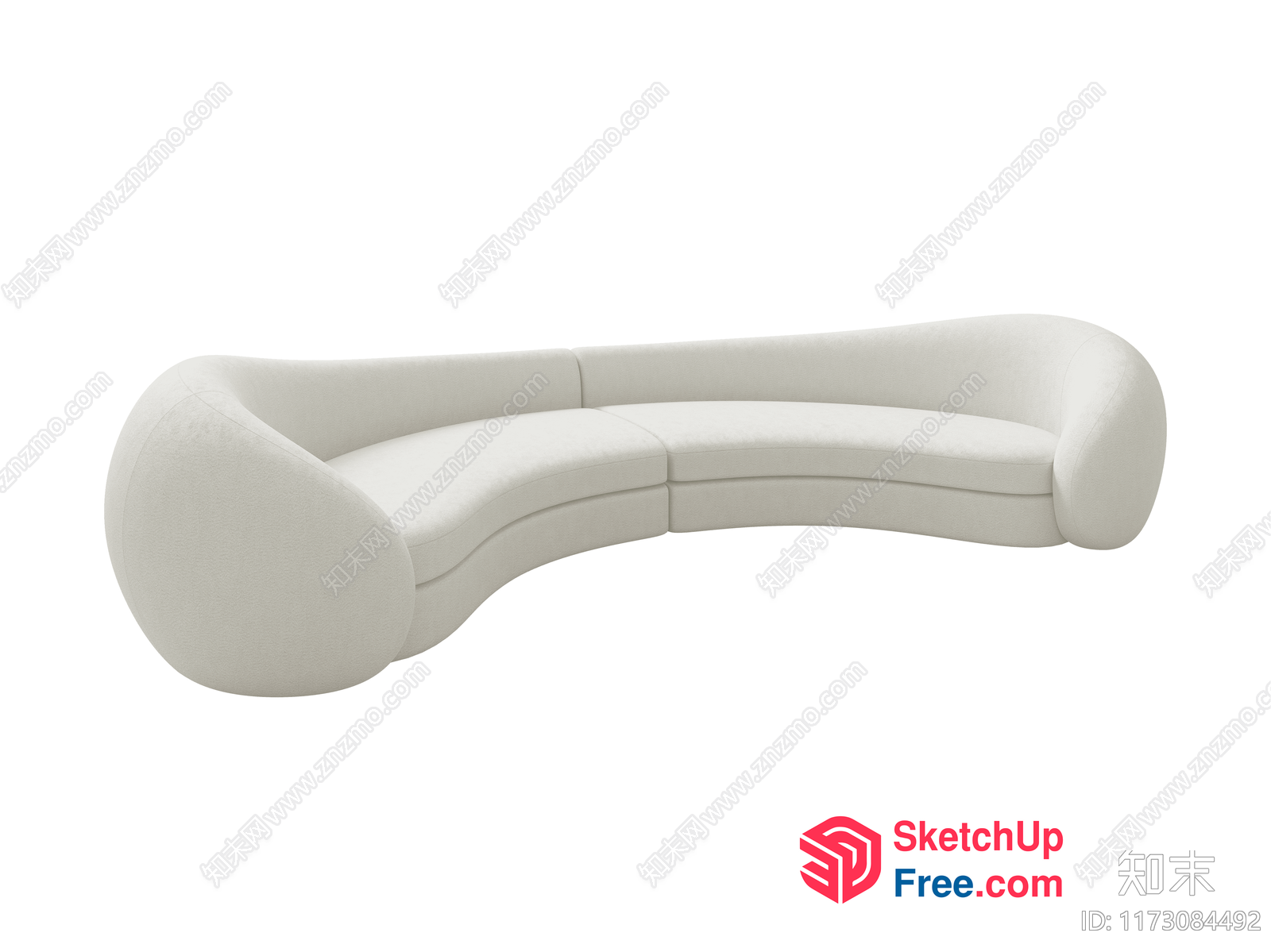 Elegant White Curved Sofa Design 3D SketchUp File