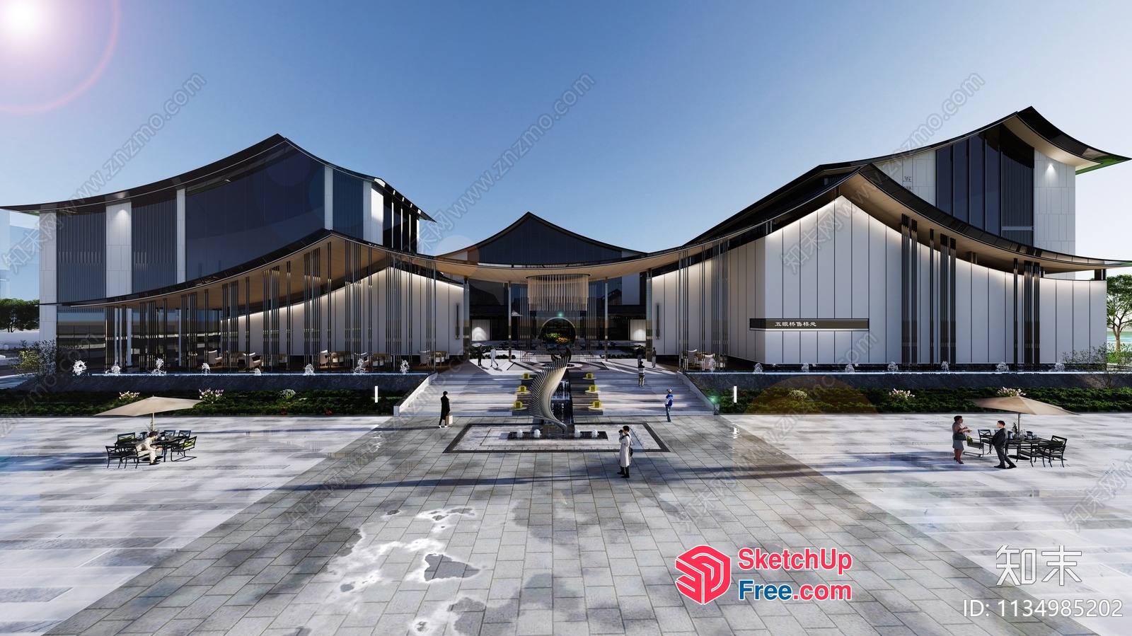 Contemporary Japanese-Style Building Exterior 3D SketchUp File