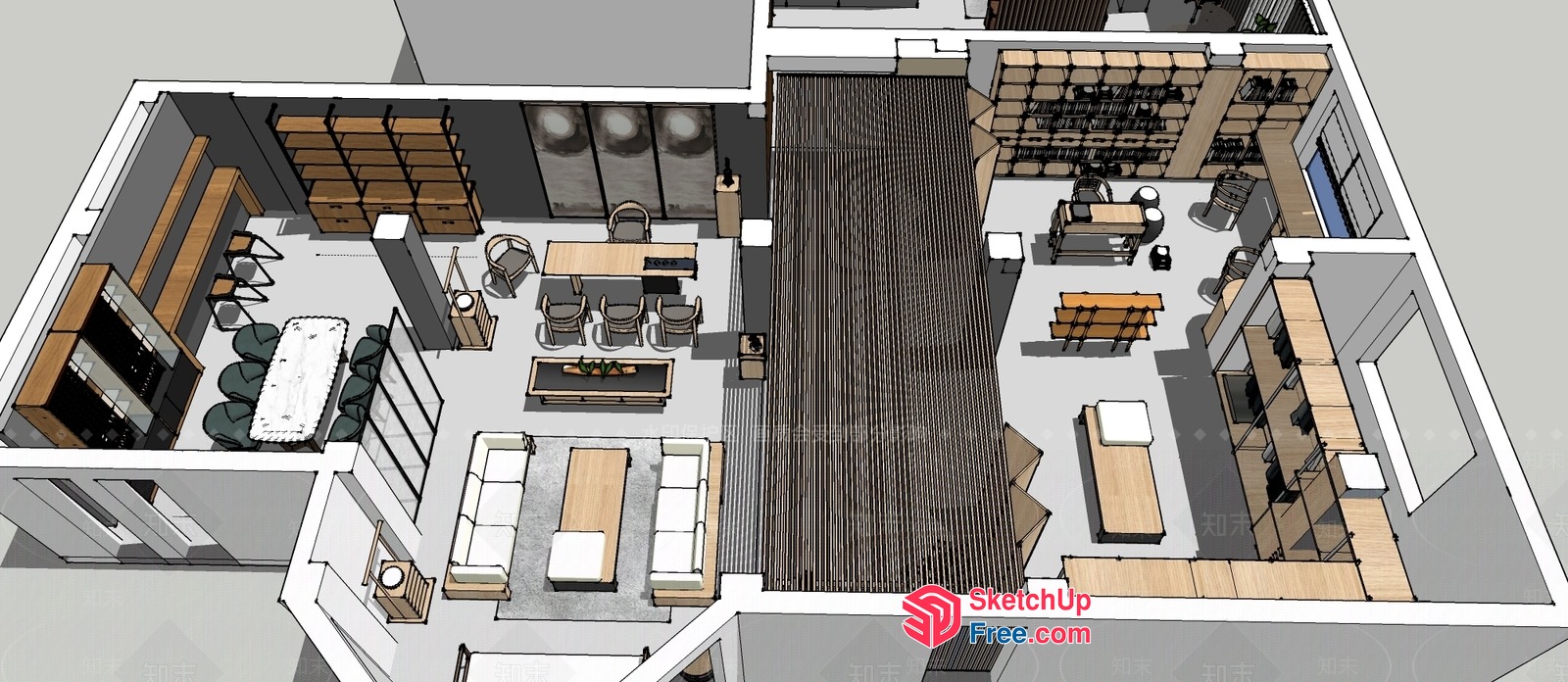Modern Commercial Office Space With Natural Light 3D SketchUp File