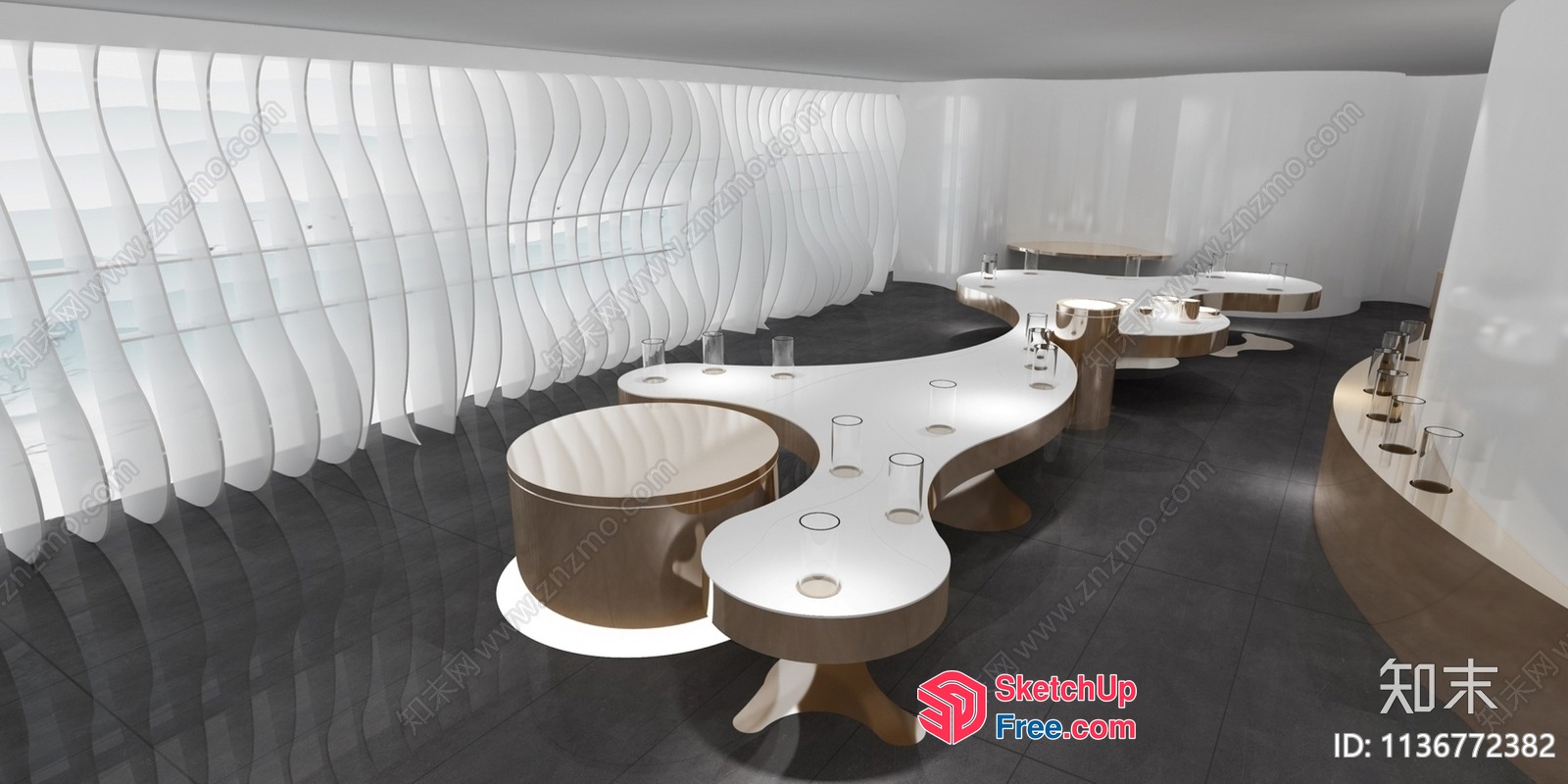 Modern Minimalist Interior Design With Curved Lines 3D SketchUp File
