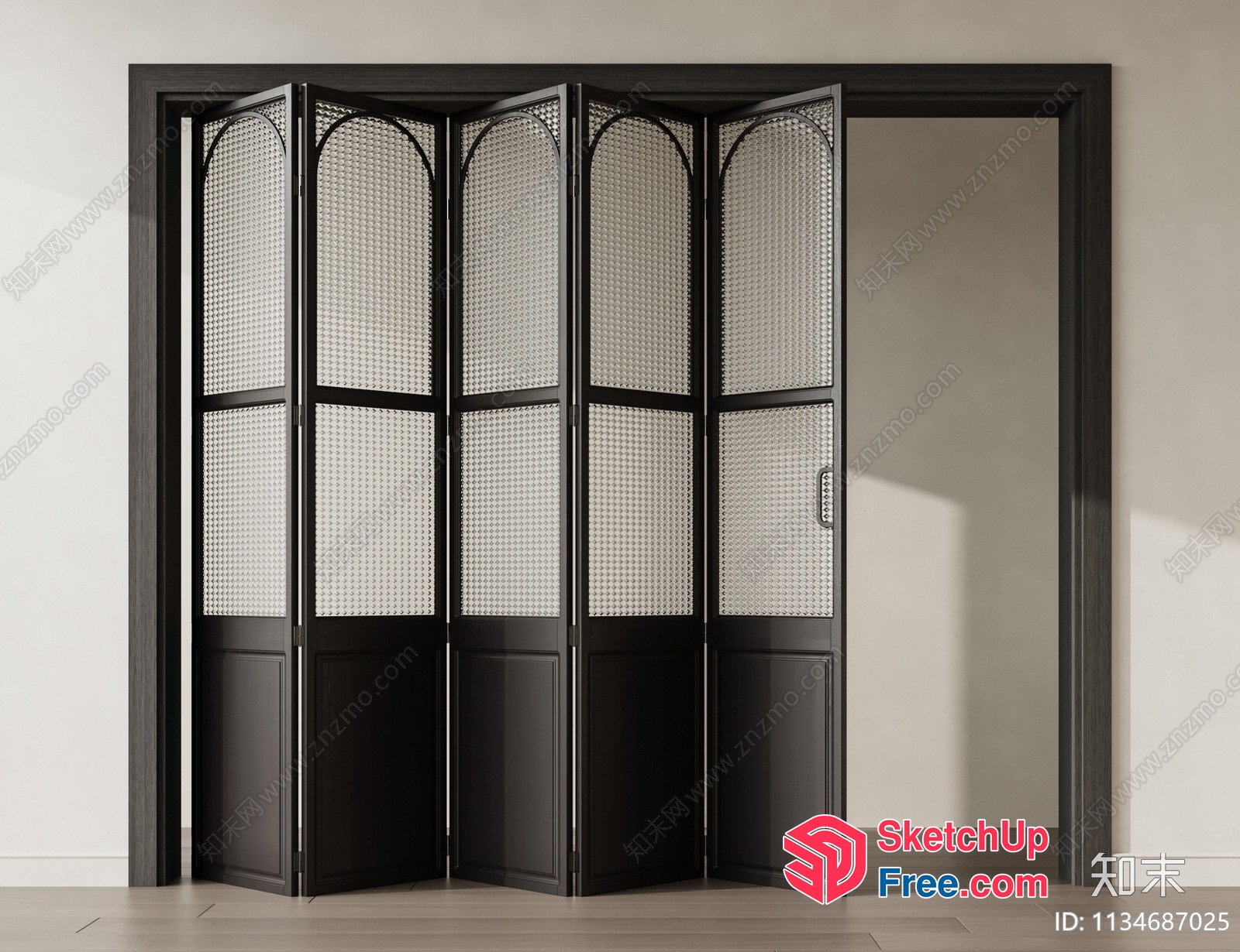 Black And White Partition Screen In A Modern Interior 3D SketchUp File