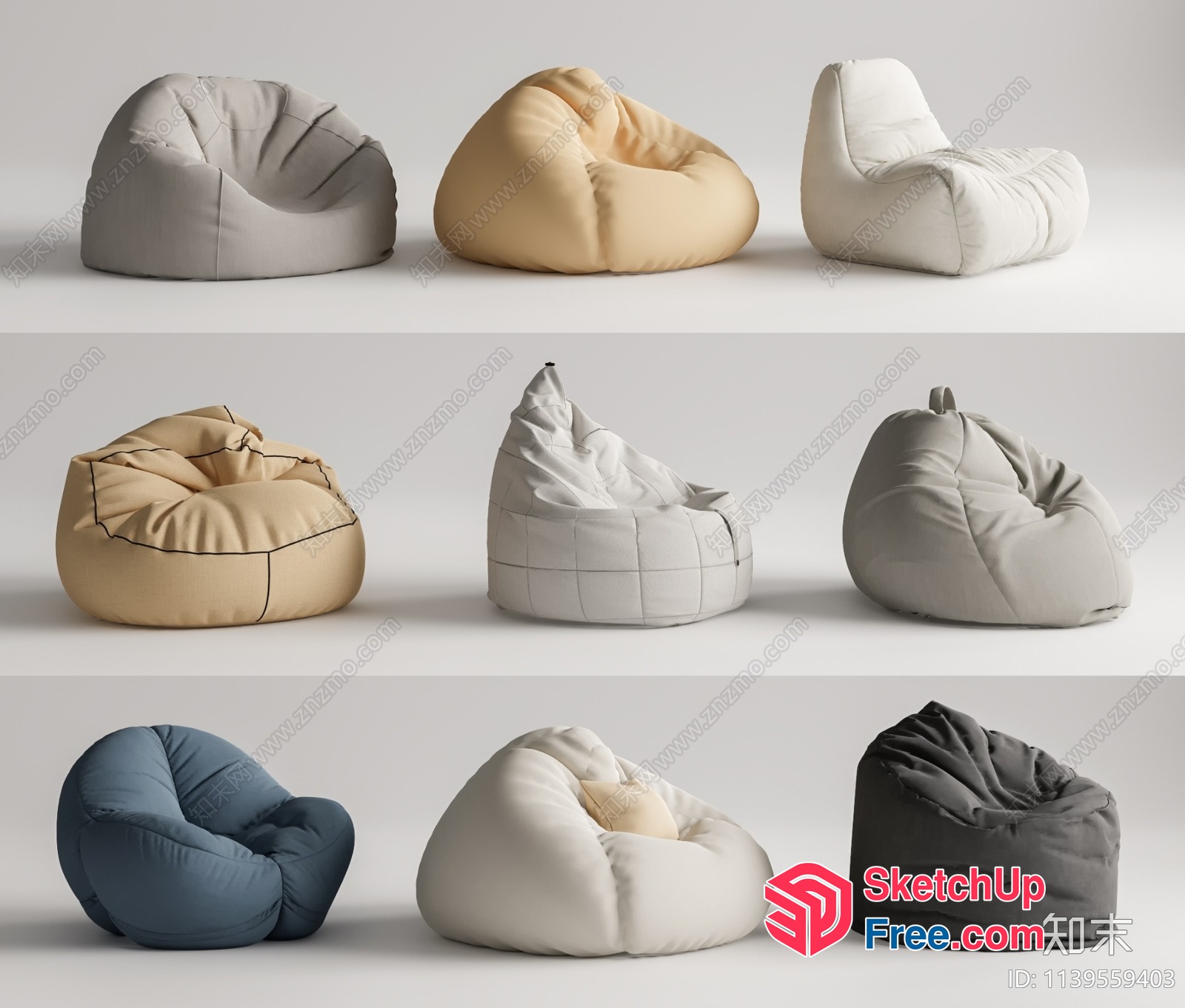 Comfortable Bean Bag Chairs 3D SketchUp File