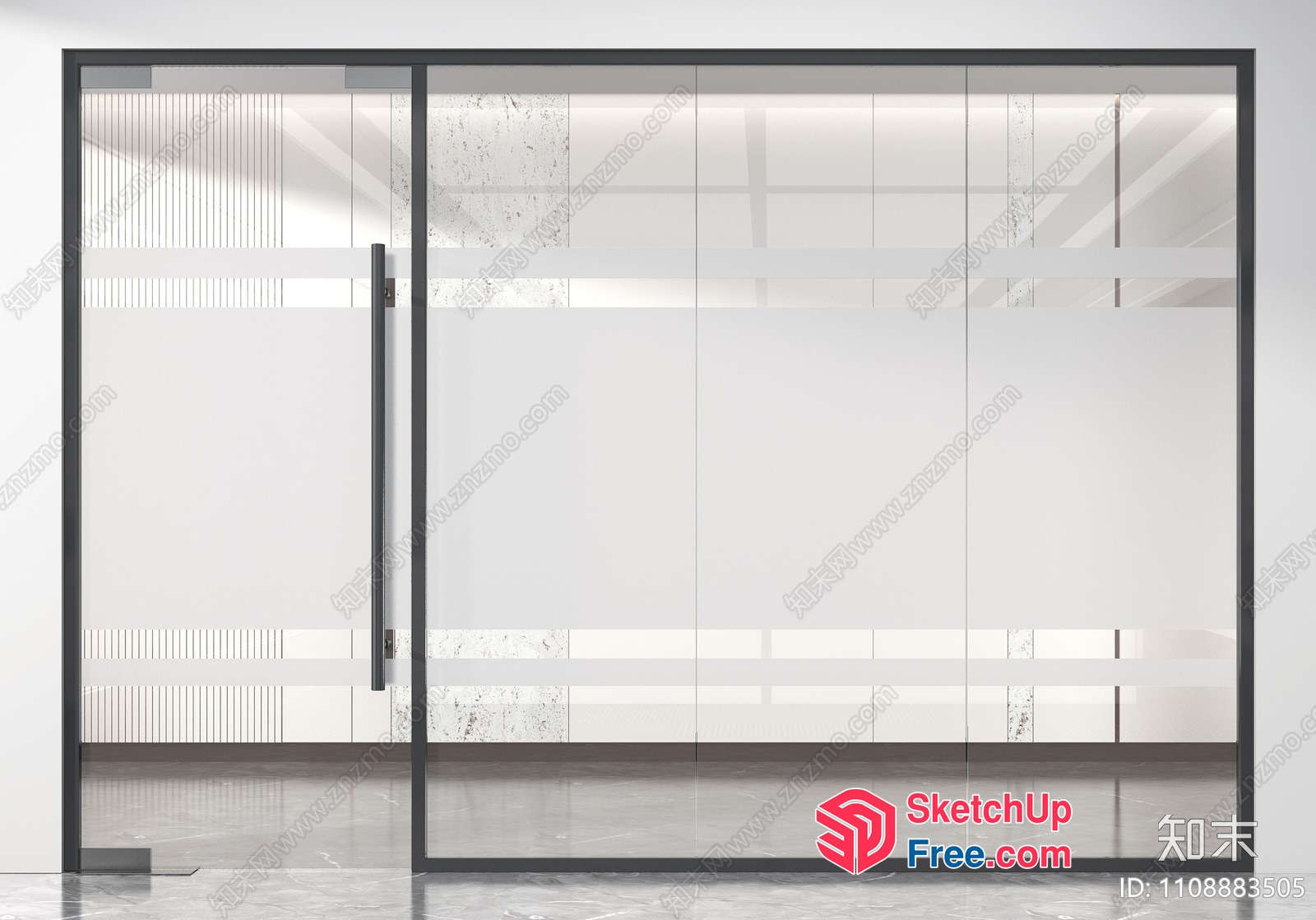 Modern Glass Door And Wall Interior Design 3D SketchUp File