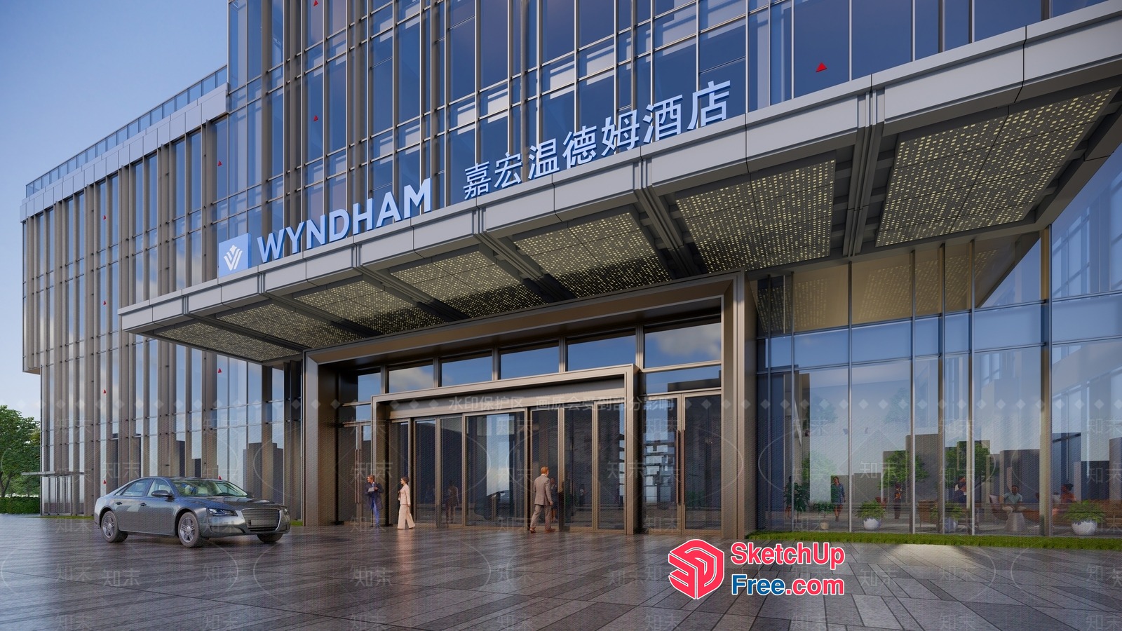 Wyndham Hotel Entrance 3D SketchUp File