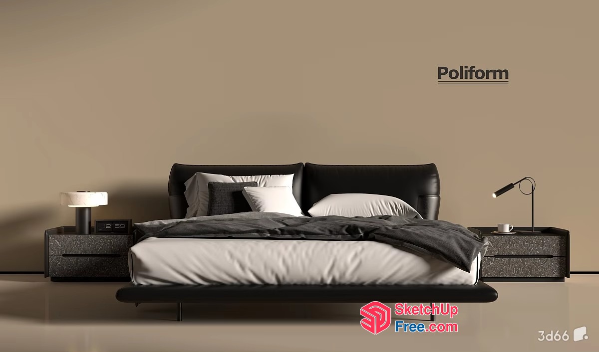 Modern Minimalist Bedroom Furniture Set 3D SketchUp File