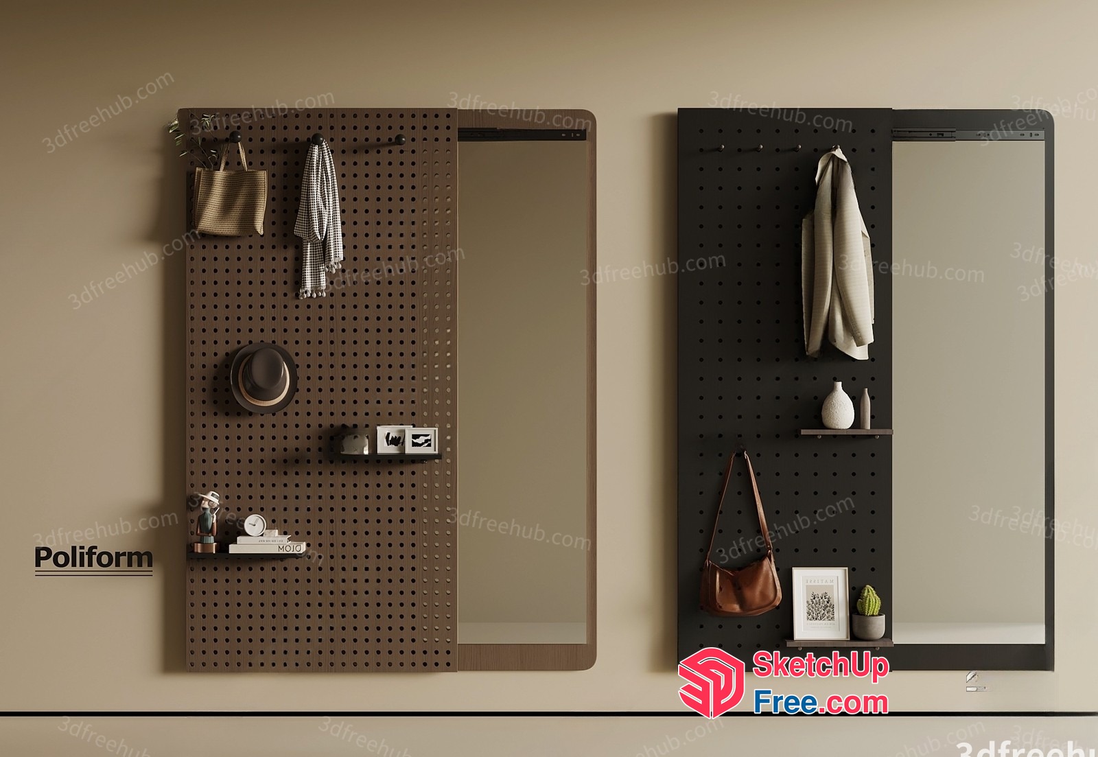 Decorative Wall Display With Accessories 3D SketchUp File