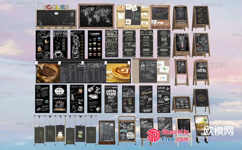 Menu Boards For Restaurants And Cafes 3D SketchUp File