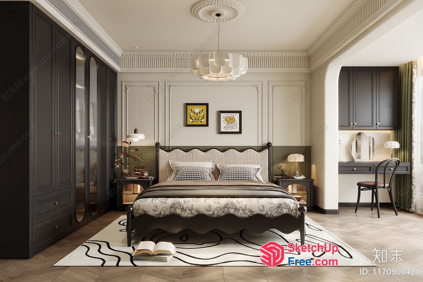 Classic European Style Bedroom With Ornate Furniture And Decor 3D SketchUp File