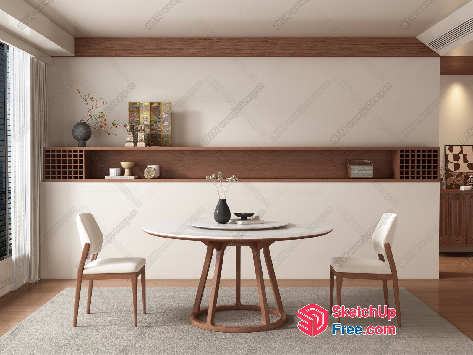 Minimalist Style Dining Room With Modern Table And Chairs 3D SketchUp File