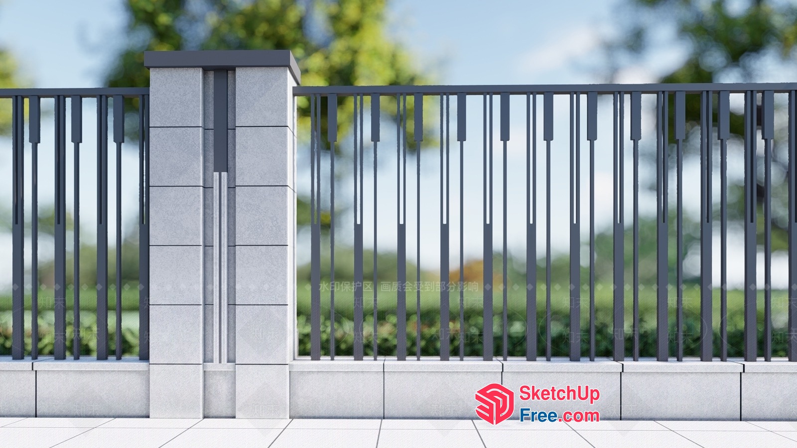 Modern Pillar And Railing Design 3D SketchUp File