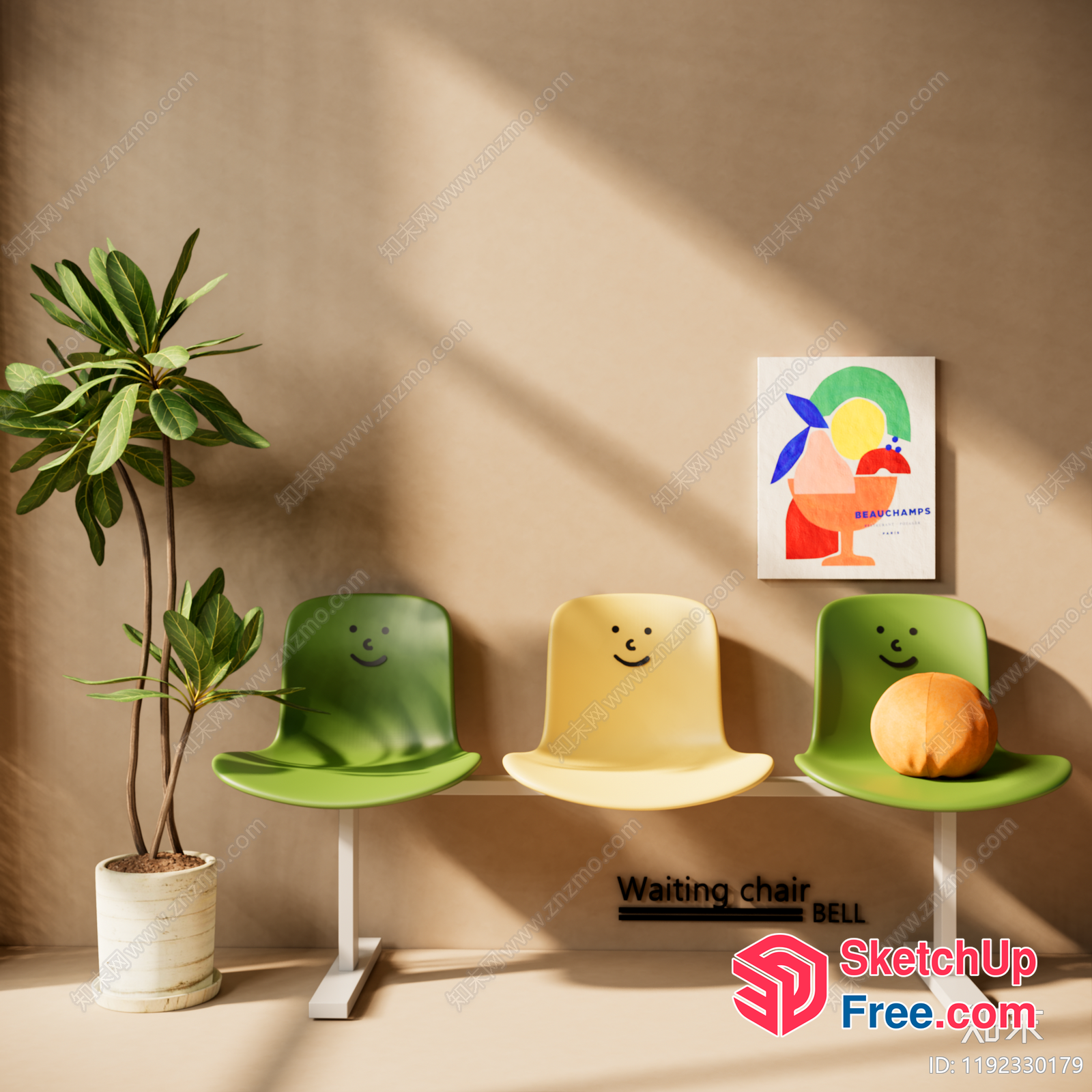 Waiting Chair Bell 3D SketchUp File