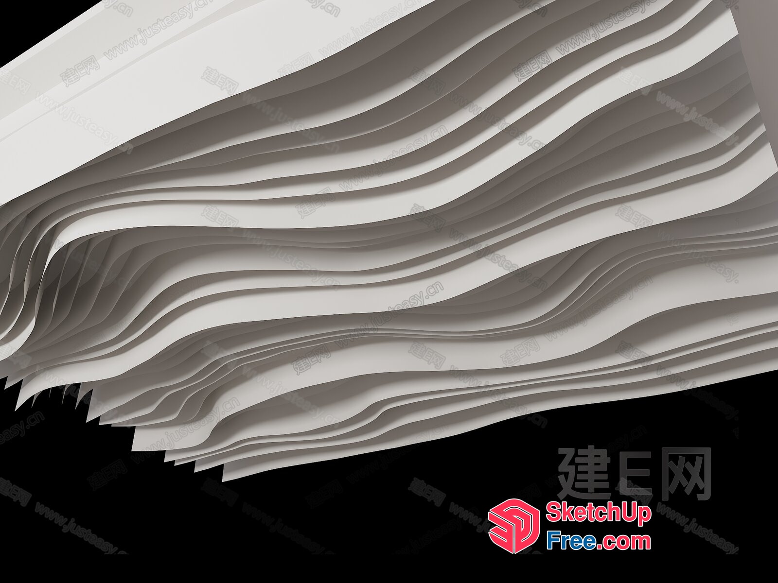 Intricate Paper Cut-Outs Of Waves 3D SketchUp File