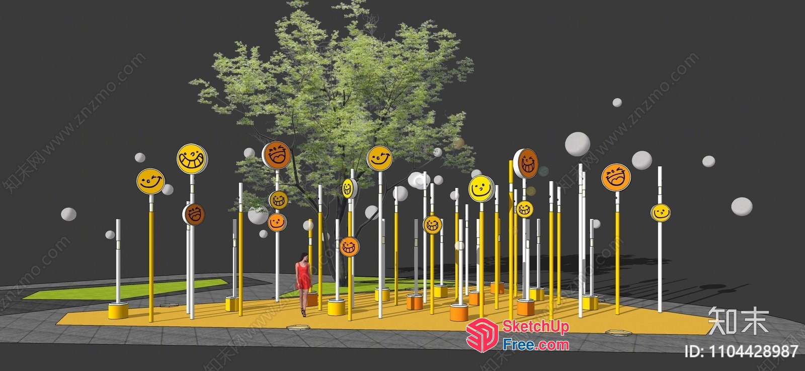 Colorful Emotion-Filled Outdoor Decorative Pillars 3D SketchUp File