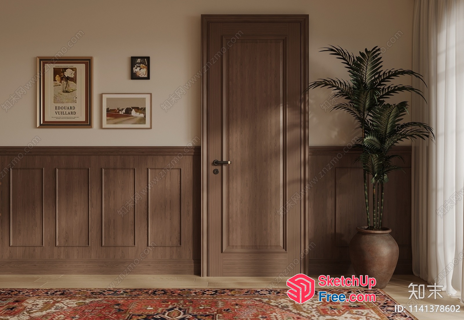 A Door And Windows In A Modern, Elegant, And Cozy Home Interior 3D SketchUp File