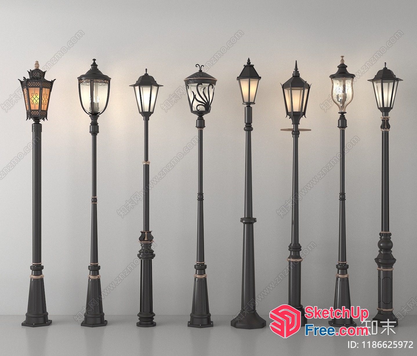 Classic Ornate Street Lamps 3D SketchUp File