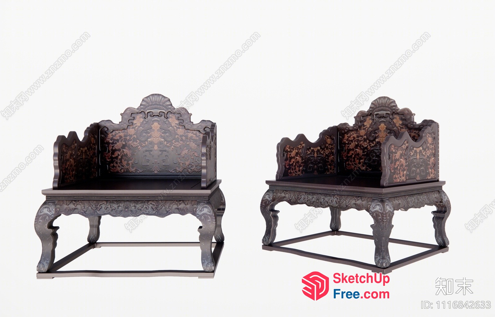 Intricate Ornate Carved Wood Furniture 3D SketchUp File