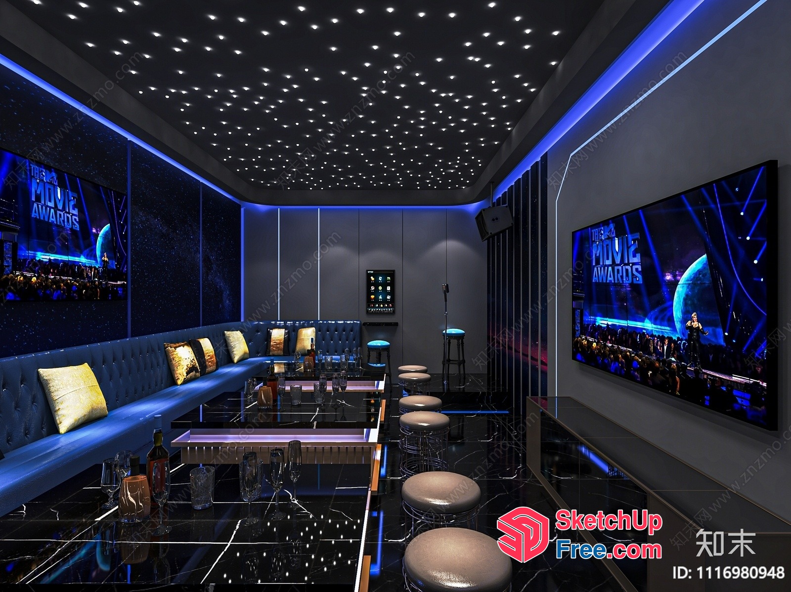 Modern Entertainment Space With Starry Ceiling 3D SketchUp File