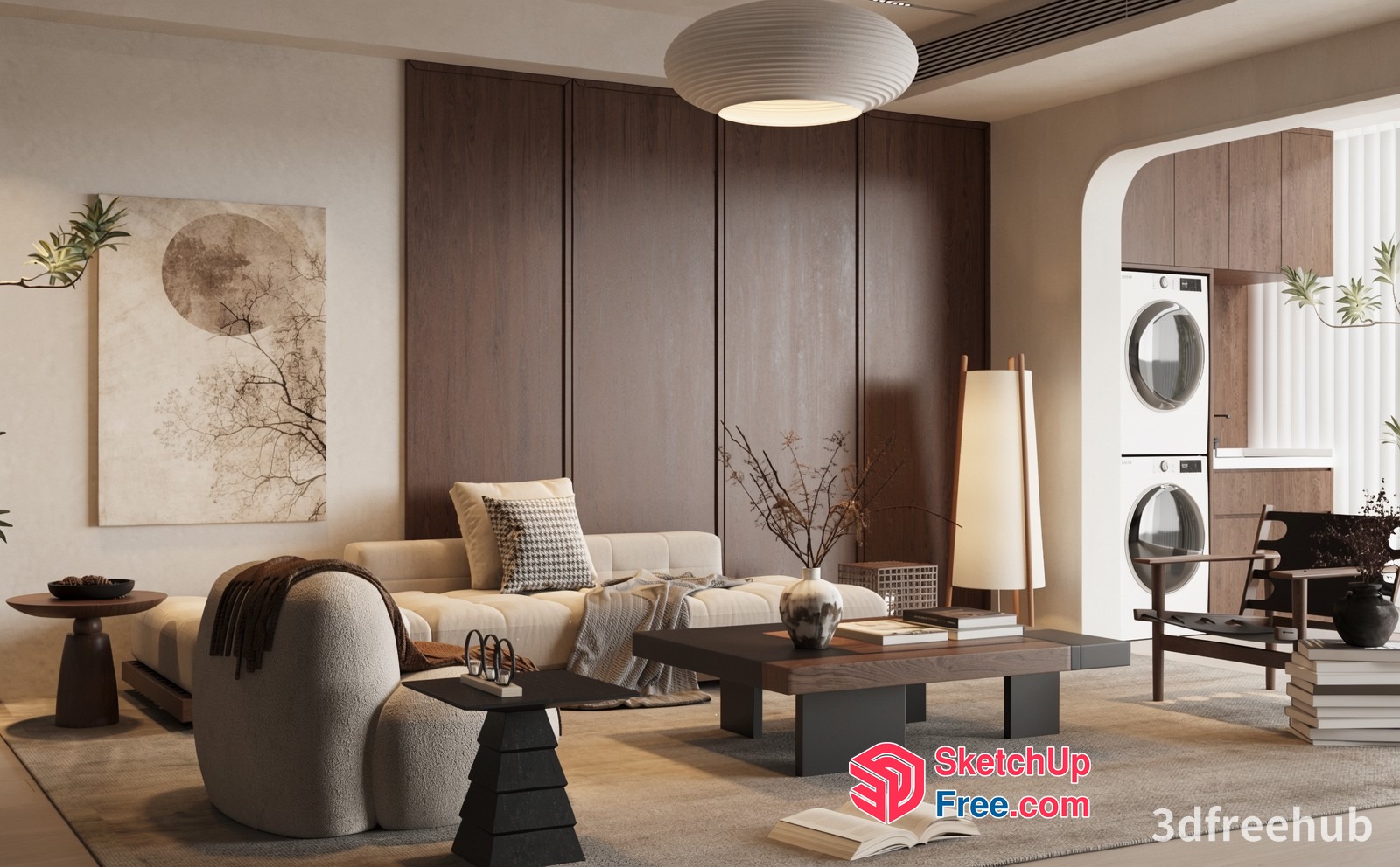 Minimalist Japanese Style Living Room Interior 3D SketchUp File