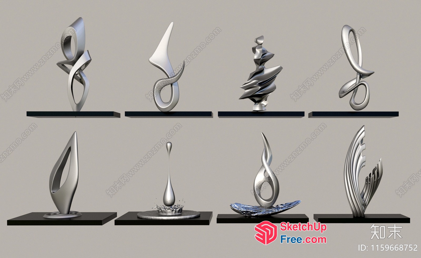 Abstract Metal Sculpture Collection 3D SketchUp File