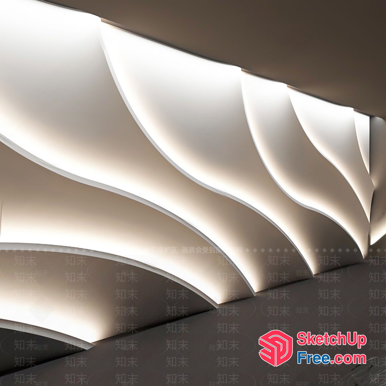Elegant Curved Ceiling Design 3D SketchUp File