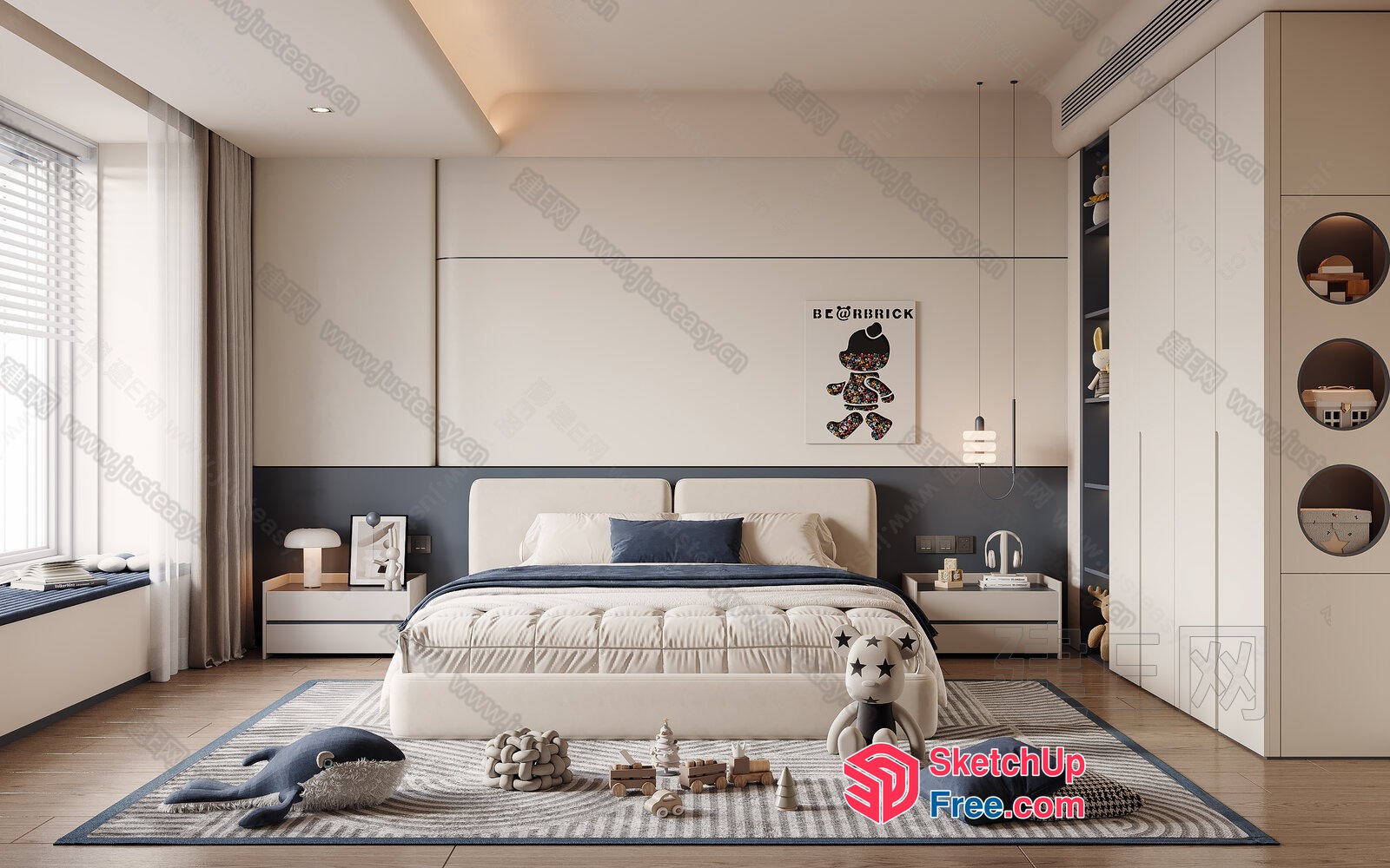 Modern Minimalist Bedroom Design With Scandinavian Style 3D SketchUp File