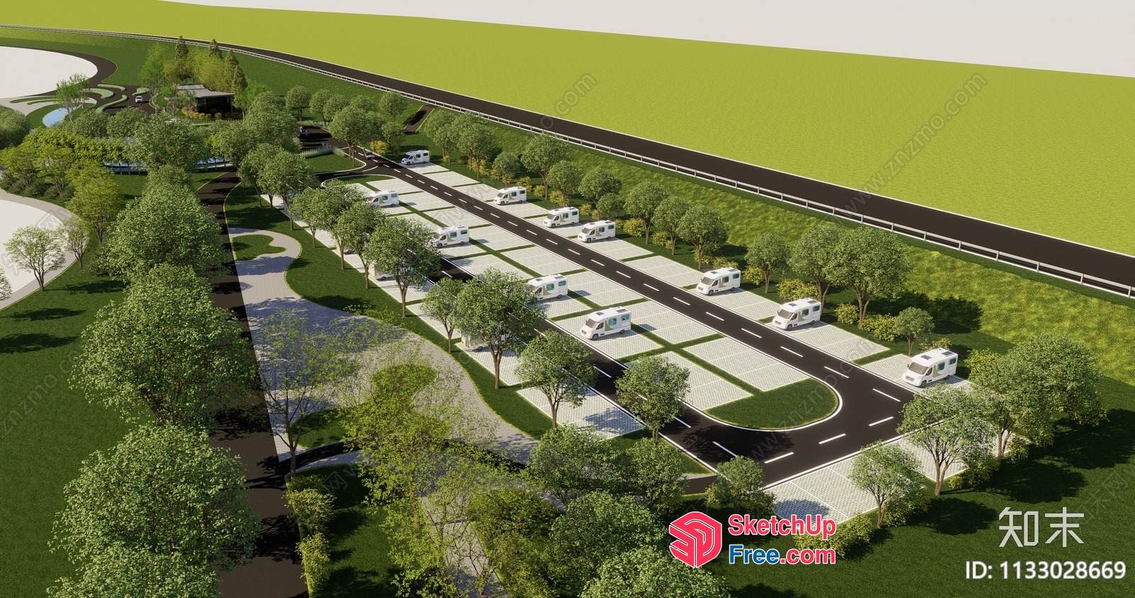 3D Rendering Of A Modern Rv Park 3D SketchUp File