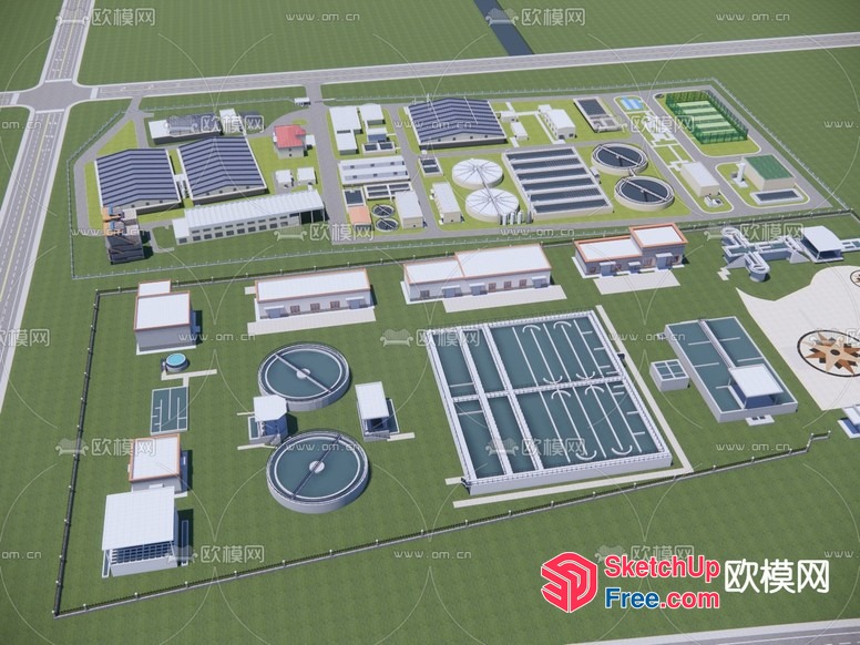 Industrial Park With Various Buildings And Facilities 3D SketchUp File