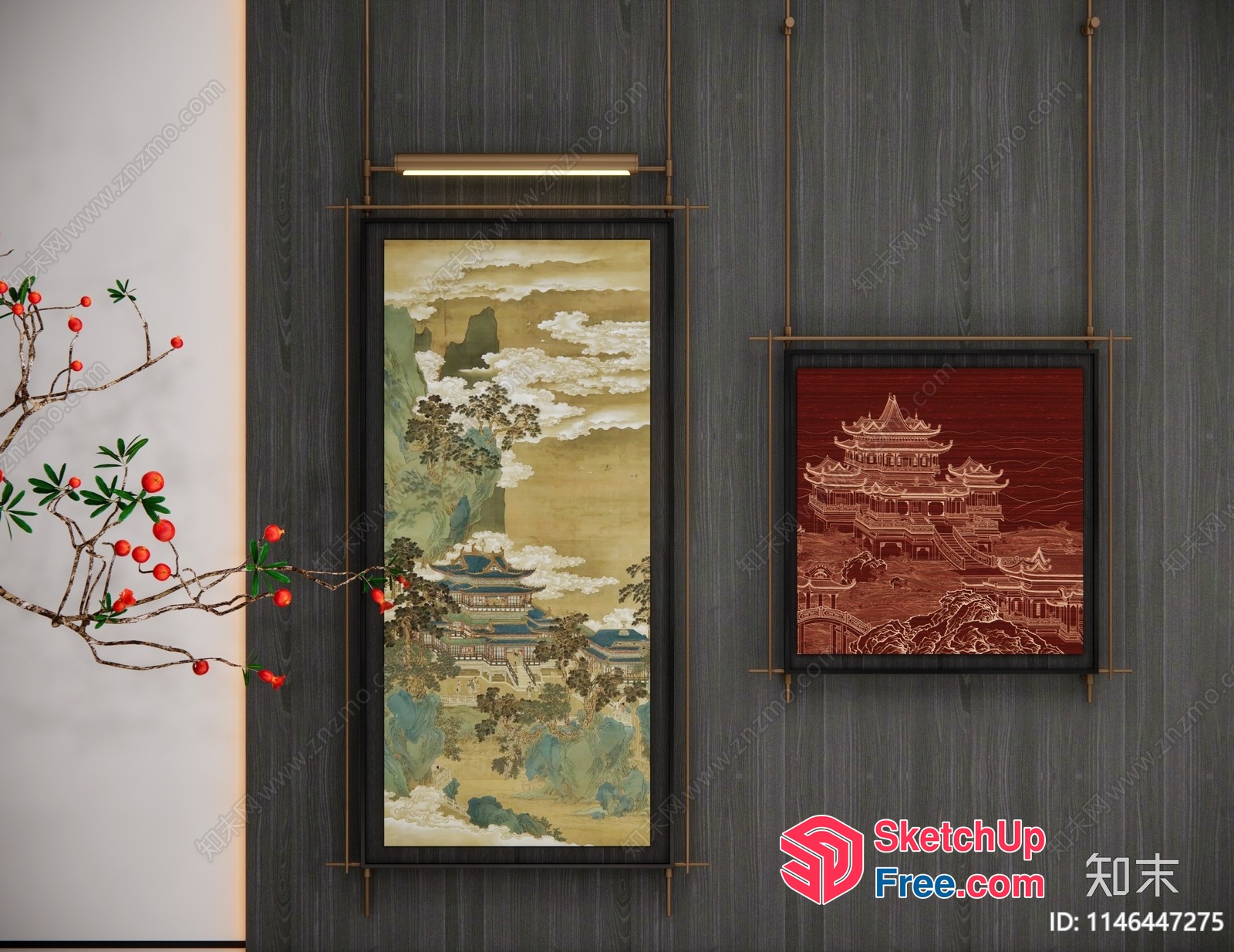 Asian-Inspired Interior With Traditional Artwork And Decor 3D SketchUp File