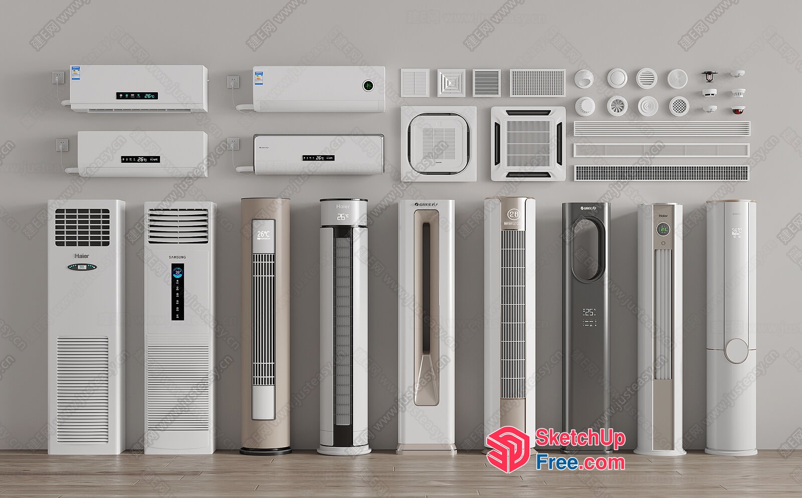 Air Conditioning Units And Tower Fans 3D SketchUp File