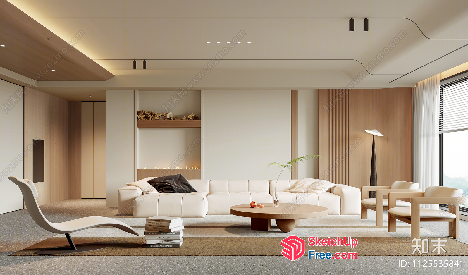 Modern Minimalist Japanese Style Living Room 3D SketchUp File