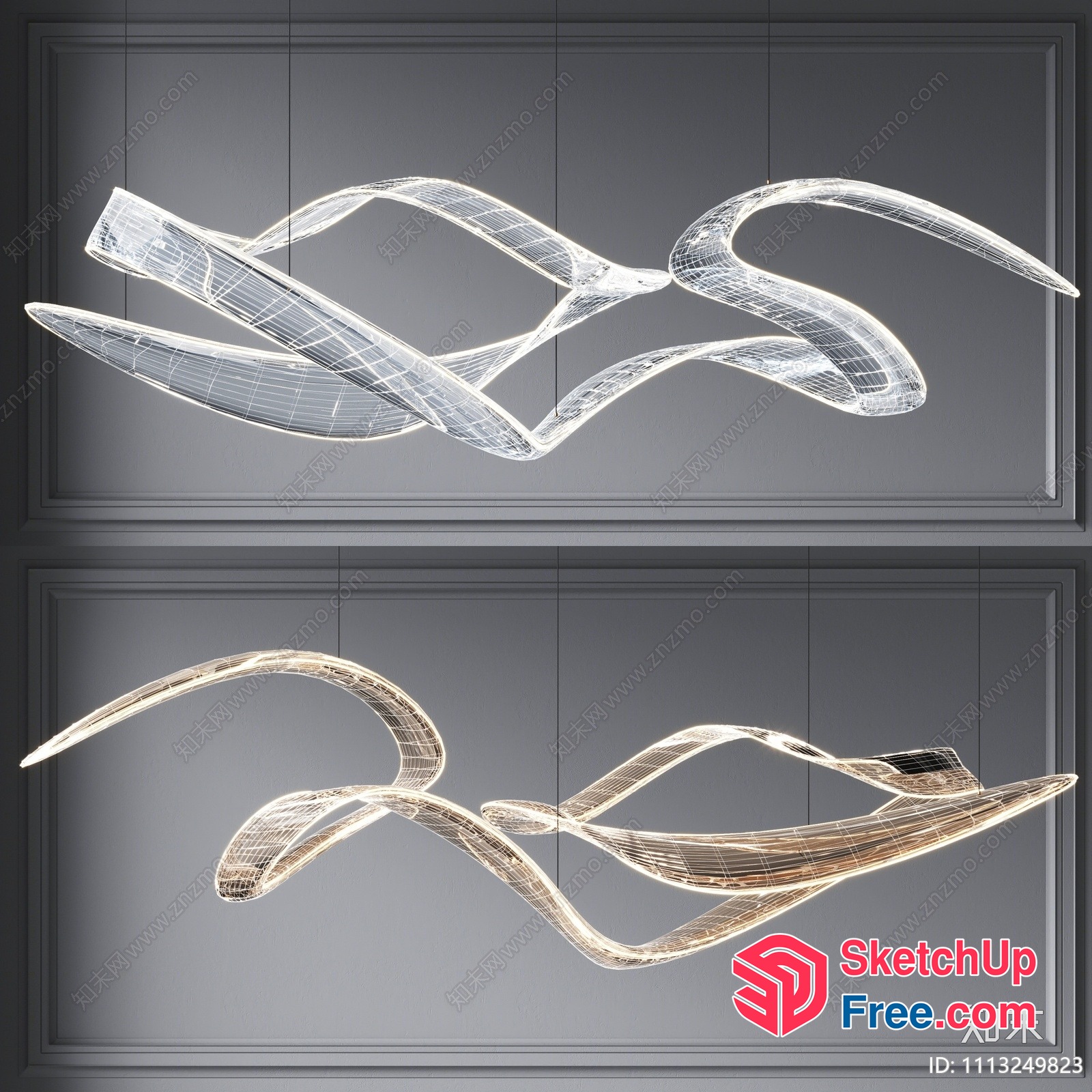Modern Glass Sculpture Light Fixtures 3D SketchUp File