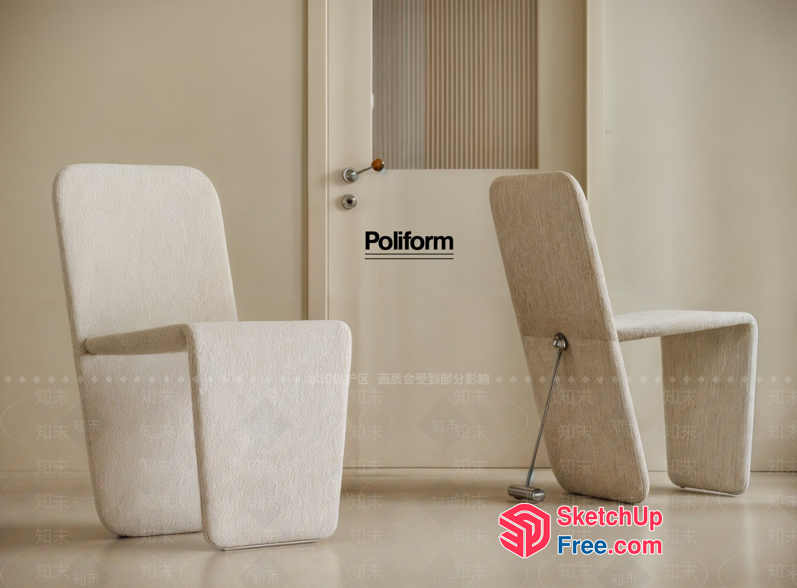 Poliform Chairs For A Modern Home Office 3D SketchUp File