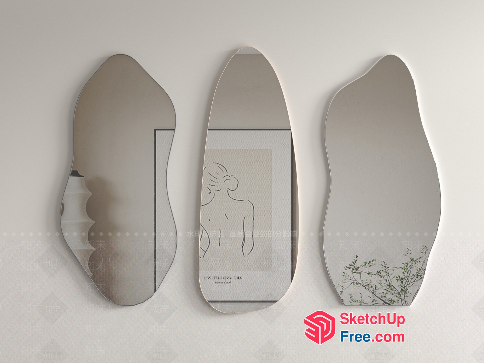 Abstract Artistic Mirror Composition 3D SketchUp File