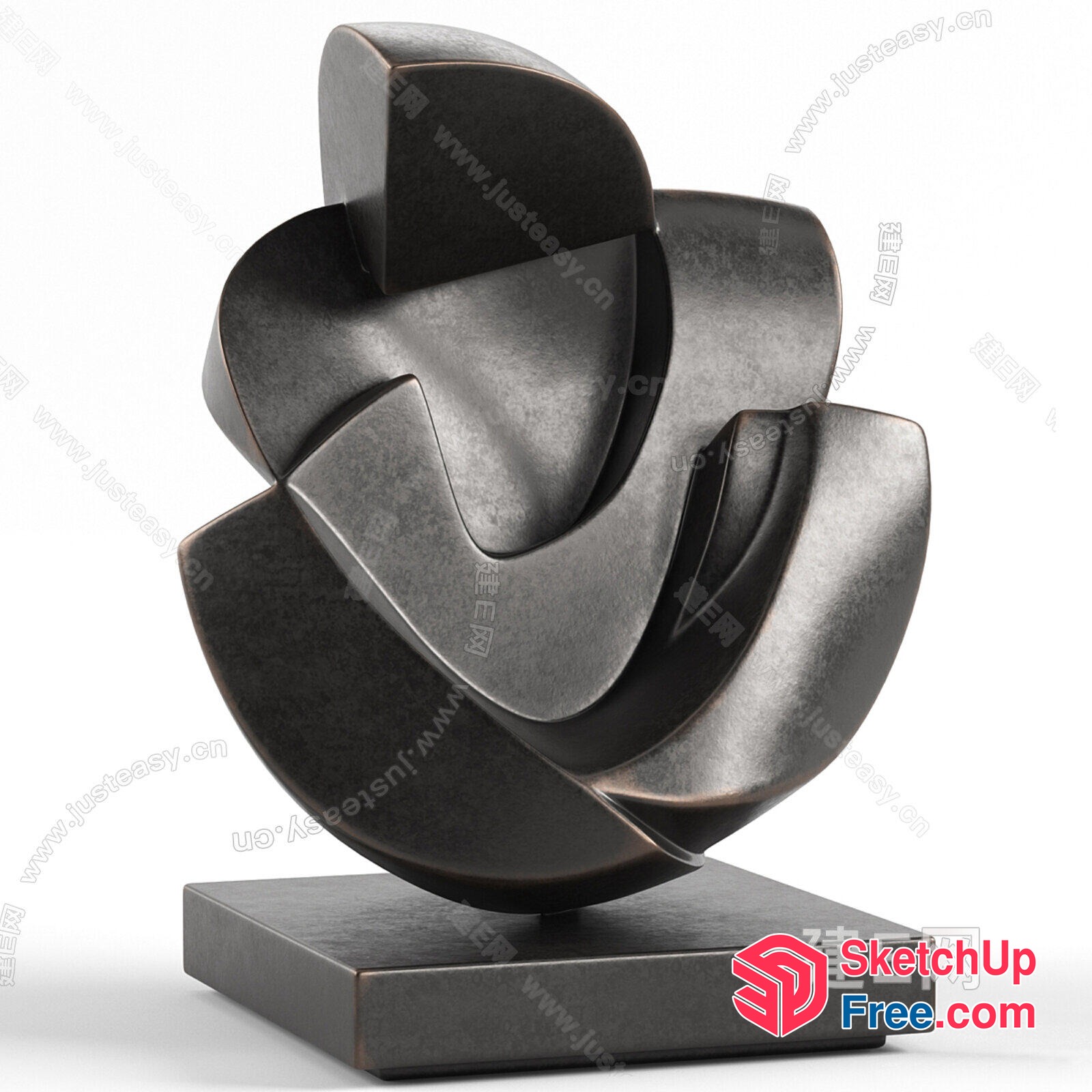 Abstract Sculpture On A Square Base 3D SketchUp File