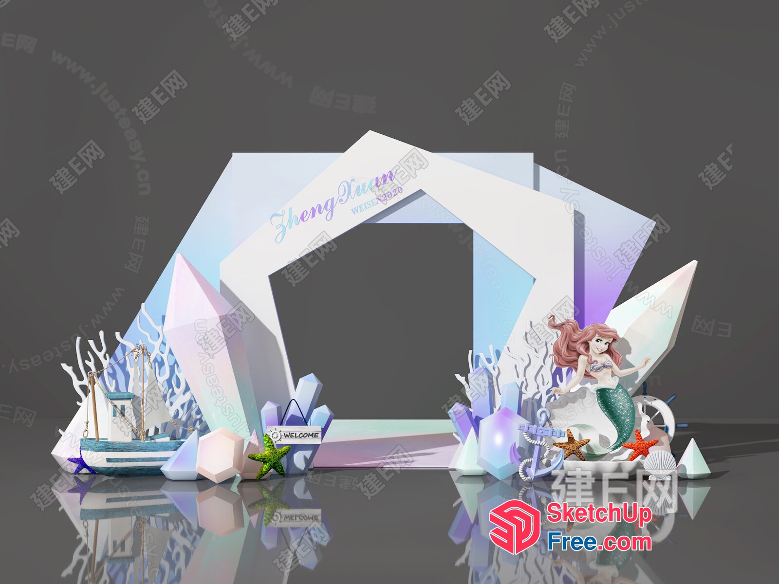 Underwater Mermaid Welcome Arch 3D SketchUp File