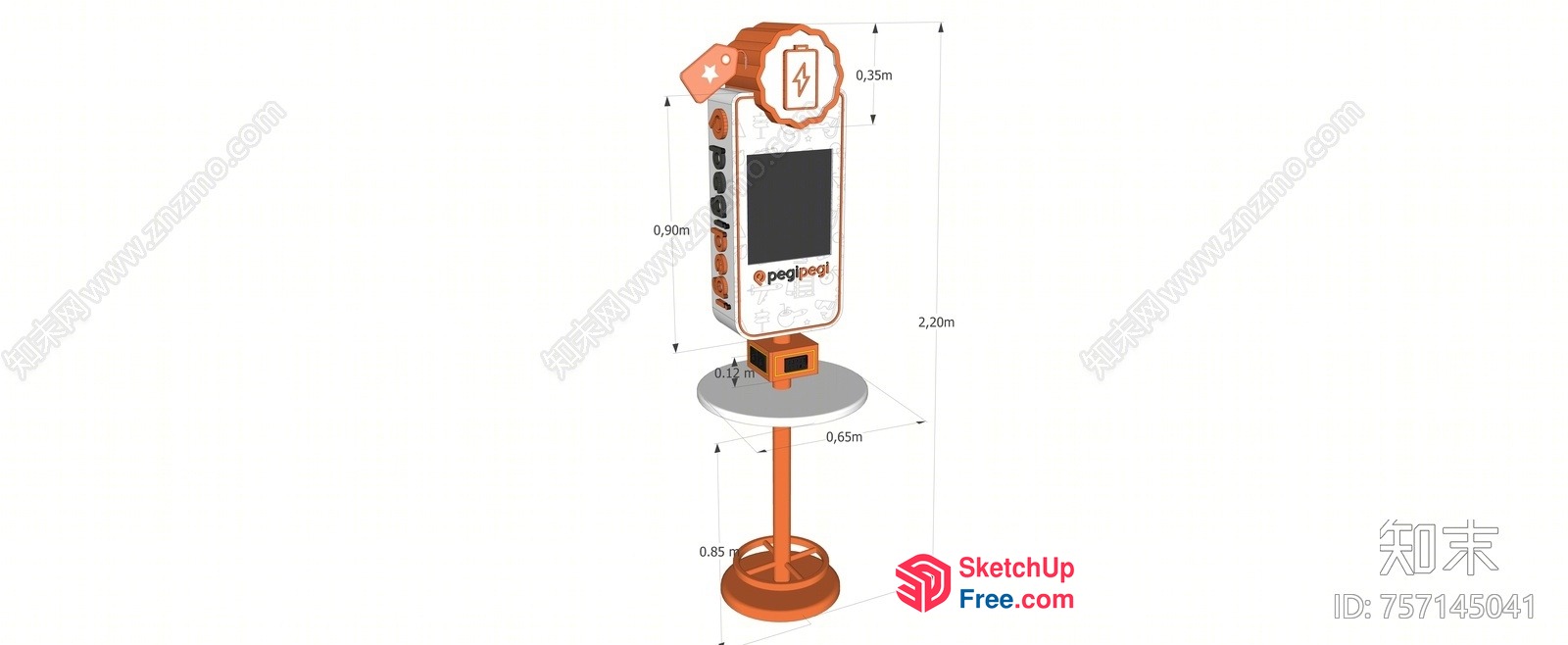 Modern Orange And White 3D Model Of A Smart Device 3D SketchUp File