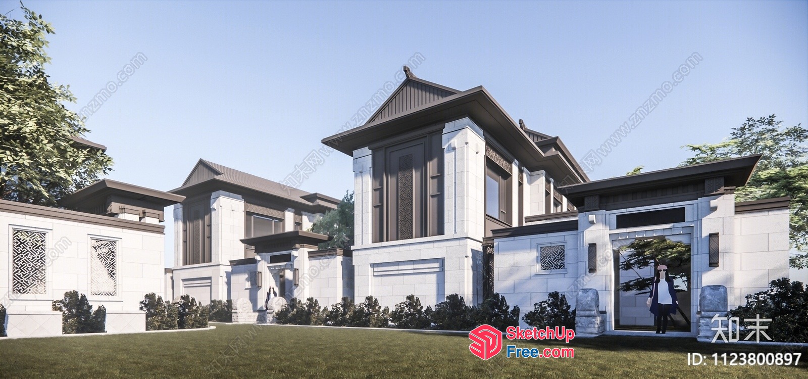 Elegant Asian-Style Home Exterior 3D SketchUp File